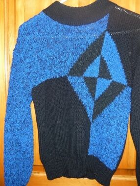 Vintage Sweater Blue Black 1980s 1990s Size Small Yellow cab company